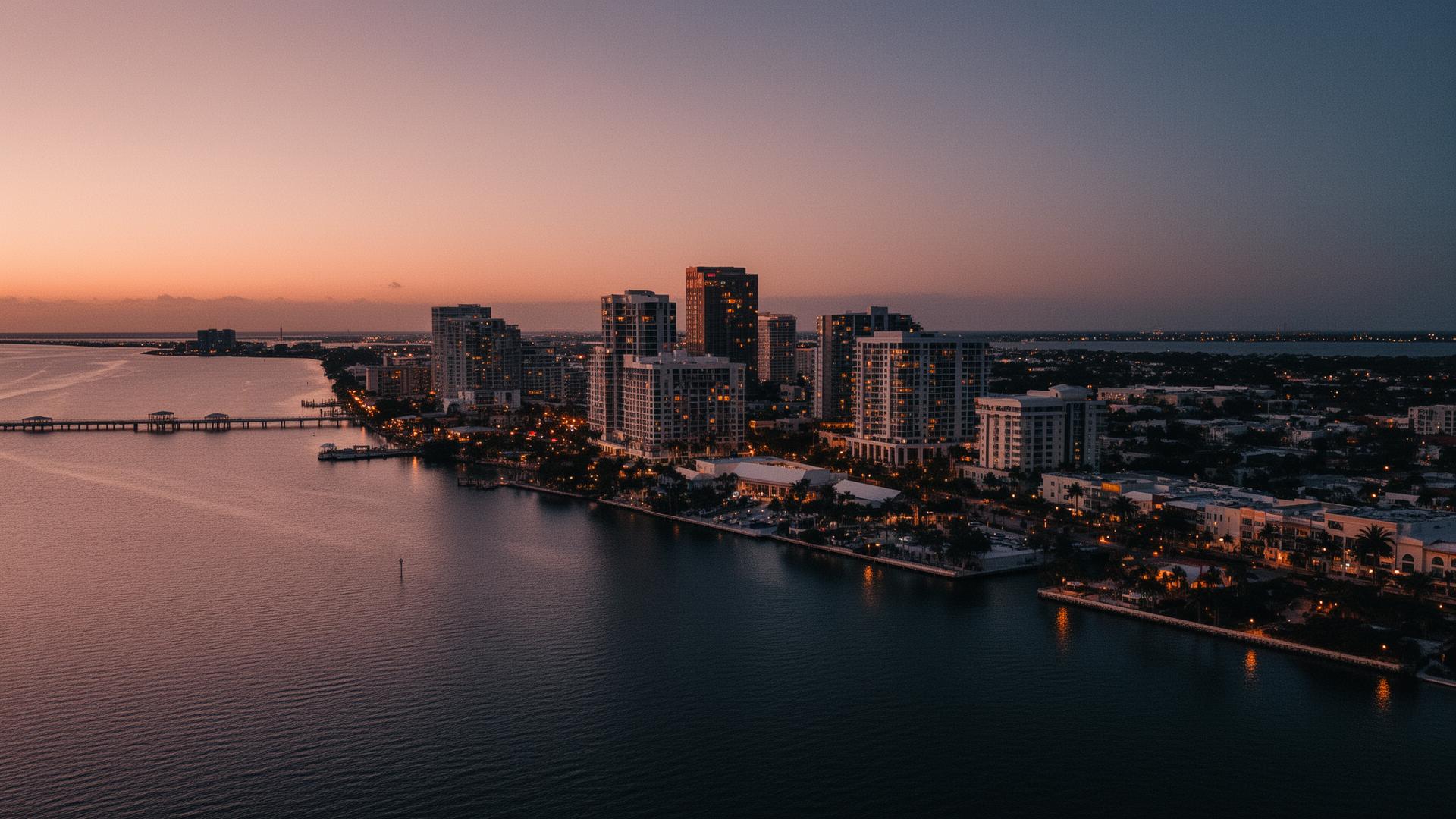 St. Petersburg, Florida waterfront skyline at dusk